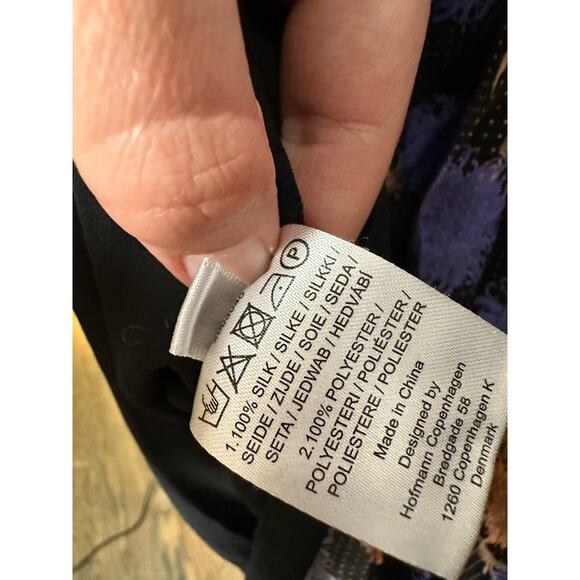 HOFMAN COPENHAGEN Purple Black Floral Elise Print Ruffles Mini Dress Size 42 - Picture 13 of 14